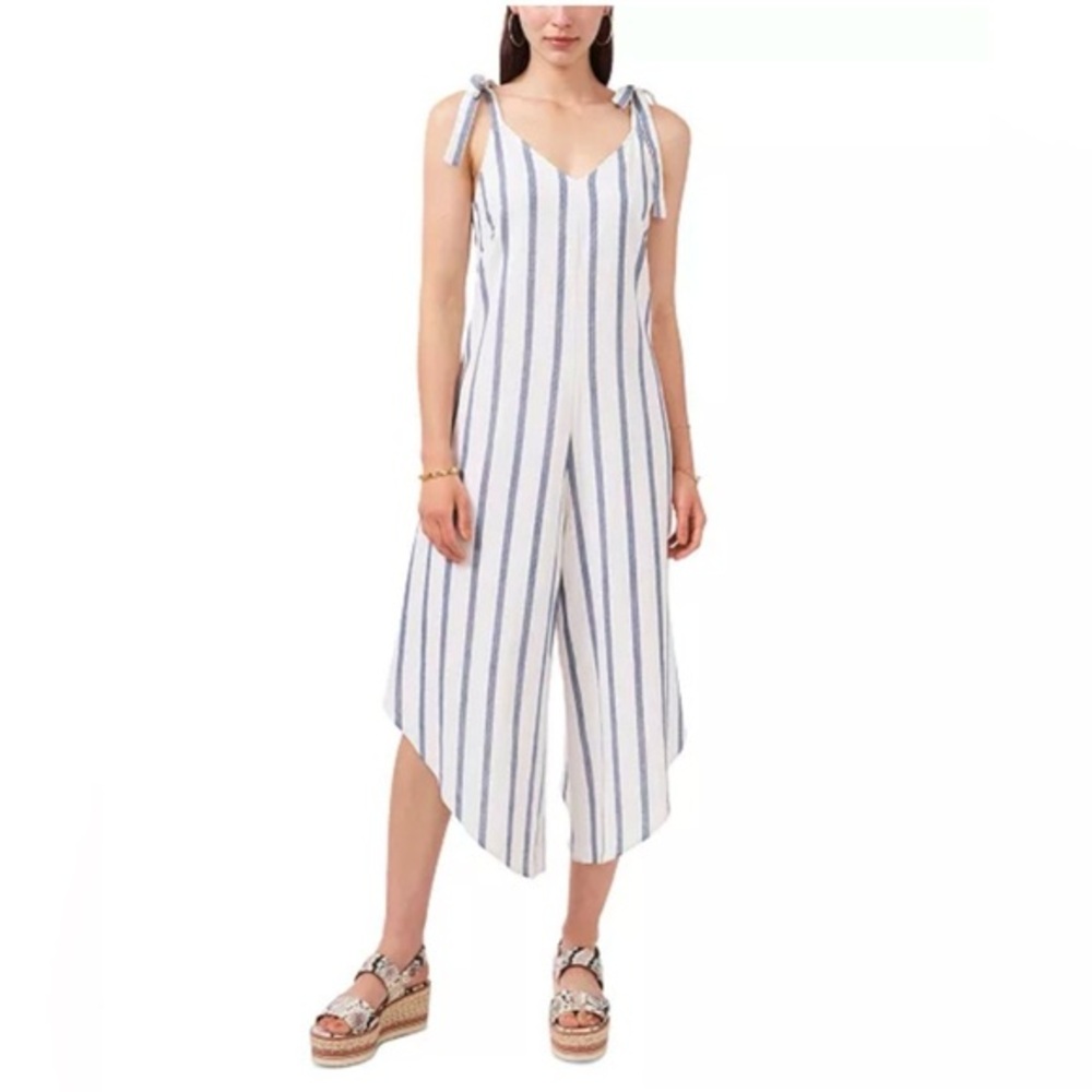 VINCE CAMUTO Tie Shoulder Linen Blend Jumpsuit